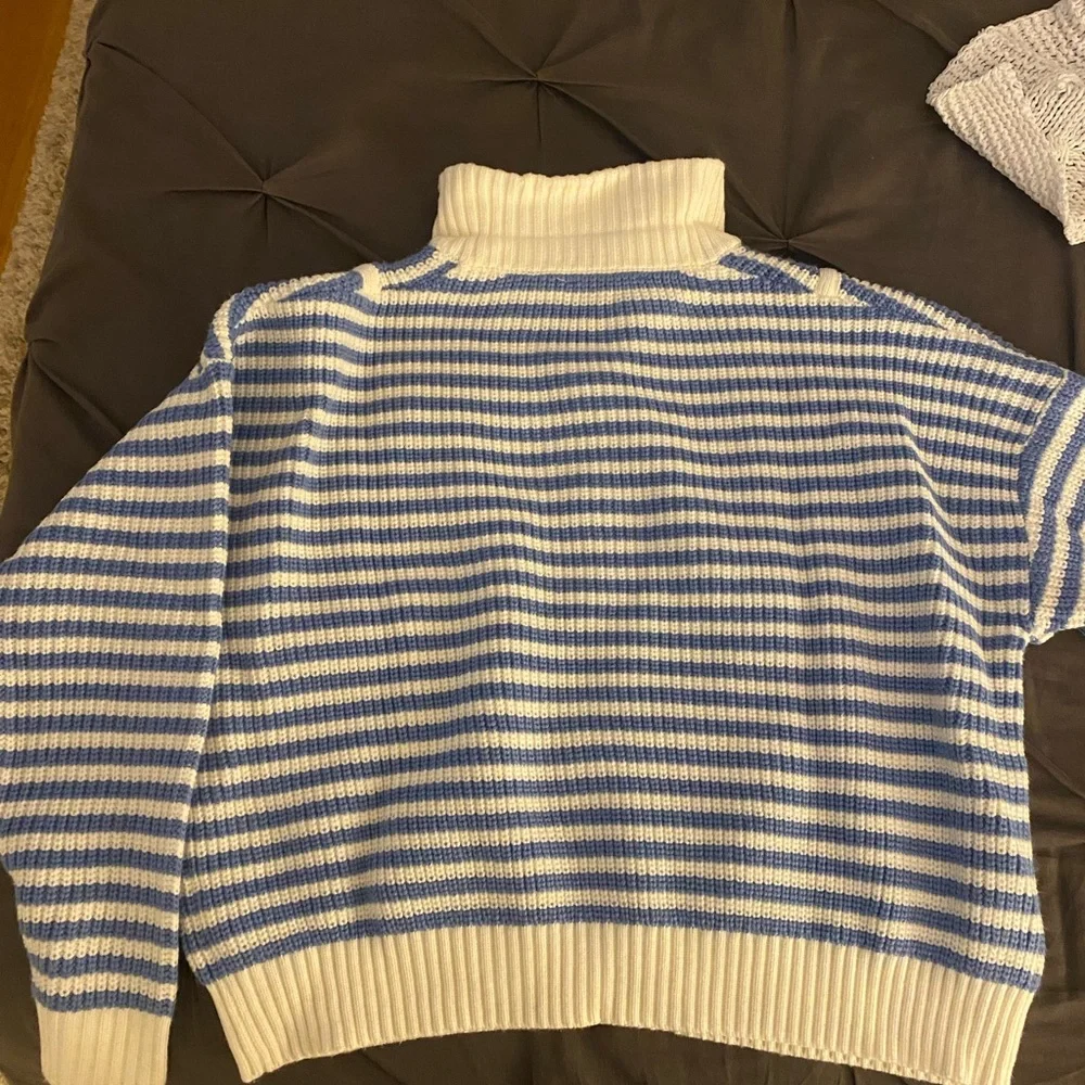 Grey Bandit Blue & White Striped Half-Zip Sweater - Picture 6 of 6